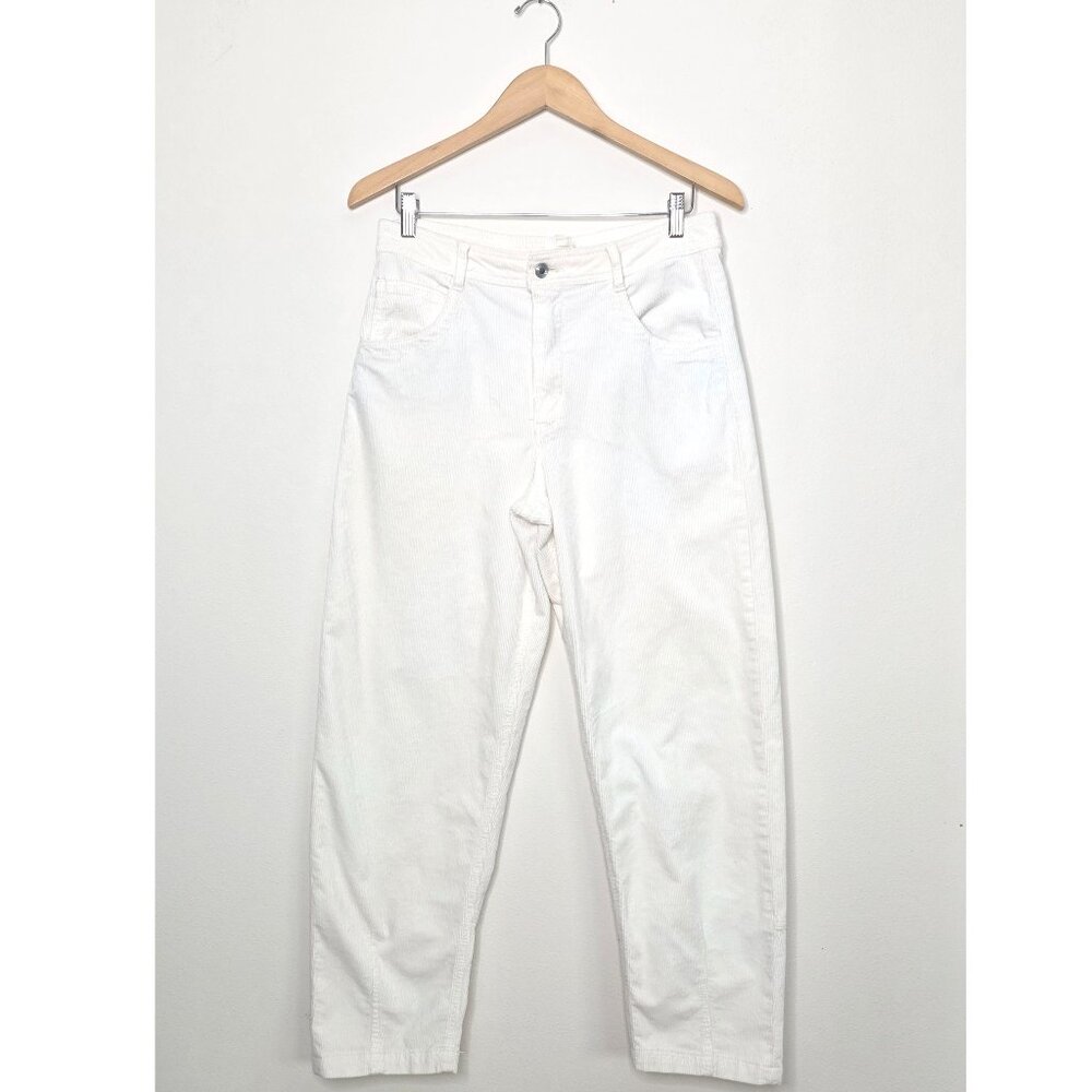 Maeve White Corduroy Pants Size 28 Cream Ribbed Trousers Straight Anthropologie